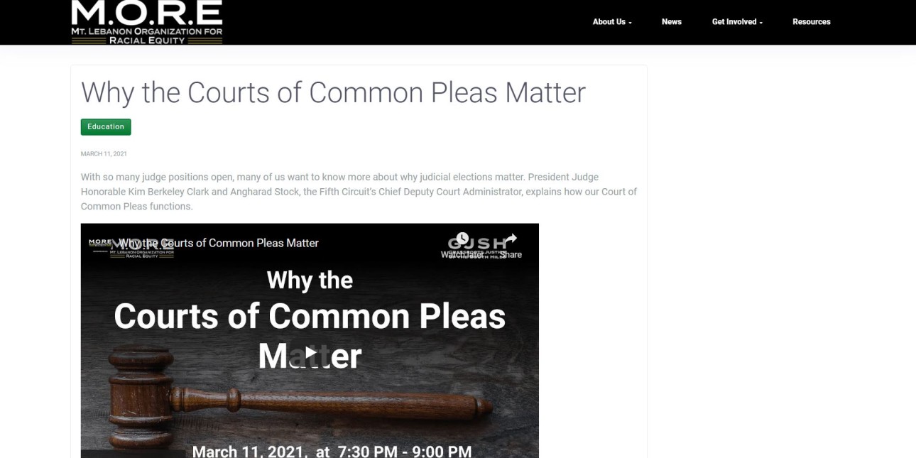 Why the Courts of Common Pleas Matter Mt. Lebanon Organization for